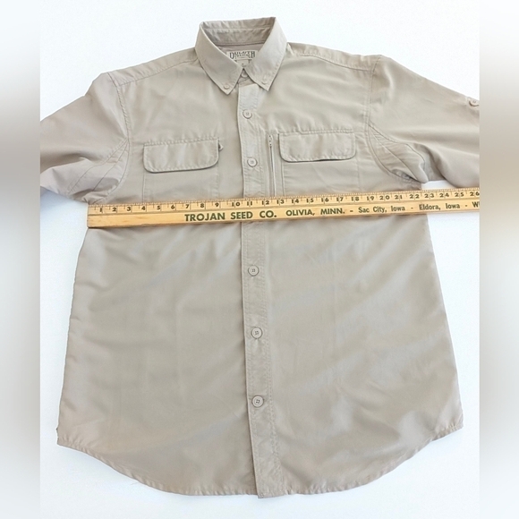 Duluth Trading Co. Cool Plus Long Sleeve Button Up Shirt Men's M Beige - Picture 5 of 8